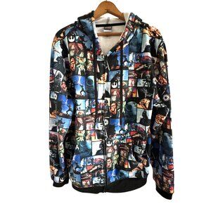 Star Wars Empire Grid Hoodie Graphic Print Zip-Up Jacket Pockets Size XL